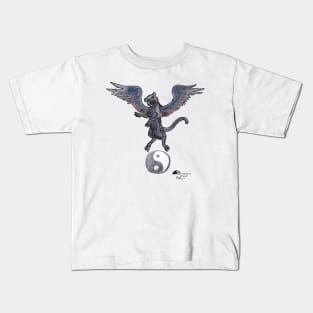 winged panther cat feline felshae feathered wings animal beast creature monster halloween Kids T-Shirt